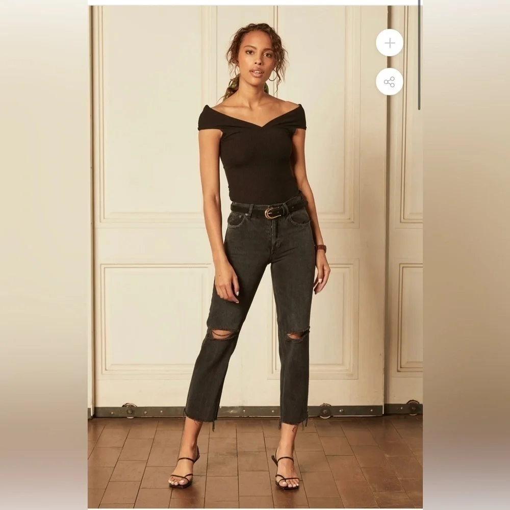 NWT Boyish x Revolve The Tommy Jeans Fatal Attraction size 26 black distressed  - Picture 4 of 6